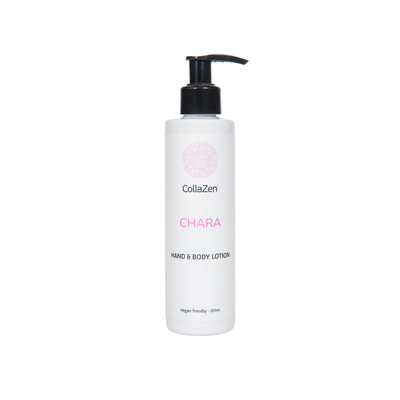 CollaZen CHARA Hydrating Hand & Body Lotion 200ml with peach, sweet orange and musk notes