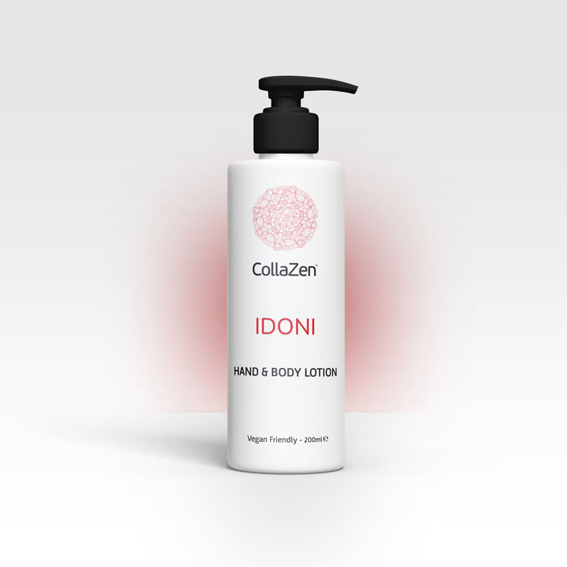 CollaZen IDONI Hand & Body Lotion 200ml with violet, amber, Madagascar vanilla and musk fragrance